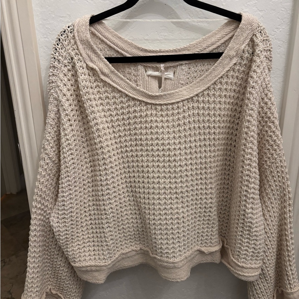 Free People Cream Knit Sweater